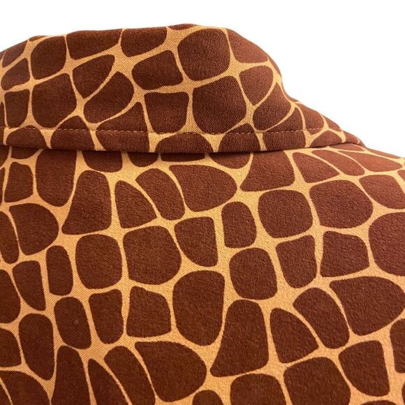 Denim & Co Long Sleeve Giraffe Print Button Down Vintage Y2K Top Size M - Picture 9 of 13